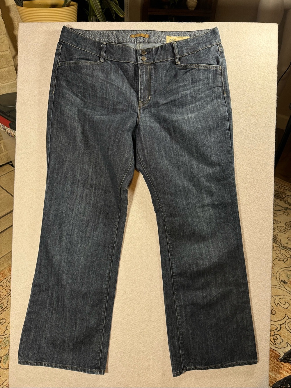 Wide-Leg Denim Jeans in Dark Blue